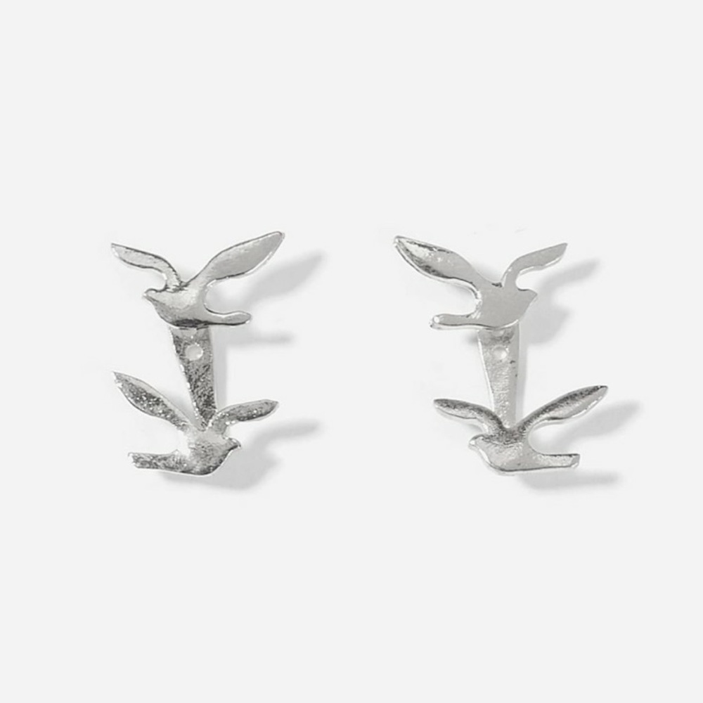 Silver Double Dove Earrings - Picture 2 of 5